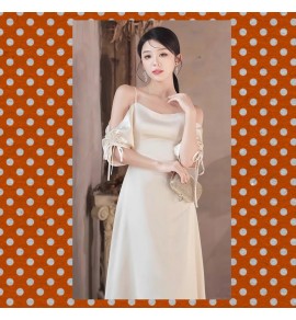 少女禮服裙香檳色優雅派對長裙