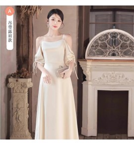 少女禮服裙香檳色優雅派對長裙