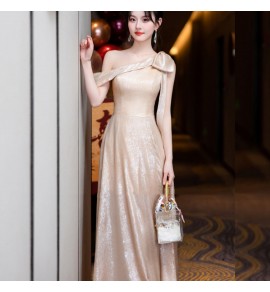 少女禮服裙香檳色宴會姊妹團長裙