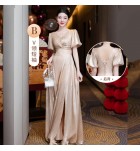少女禮服裙香檳色宴會姊妹團長裙