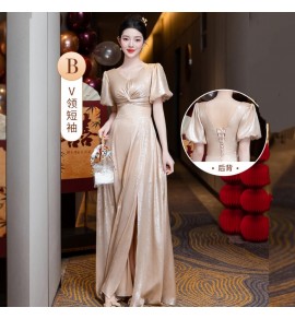 少女禮服裙香檳色宴會姊妹團長裙