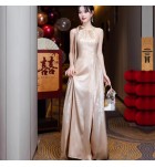 少女禮服裙香檳色宴會姊妹團長裙
