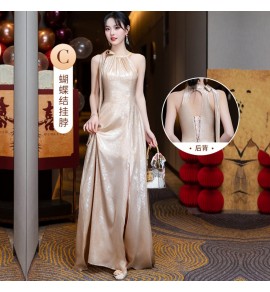 少女禮服裙香檳色宴會姊妹團長裙