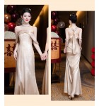 少女禮服裙香檳色宴會姊妹團長裙
