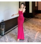 女裝禮服裙抹胸露背不規則長裙