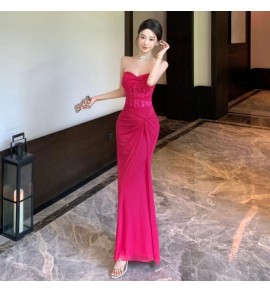 女裝禮服裙抹胸露背不規則長裙