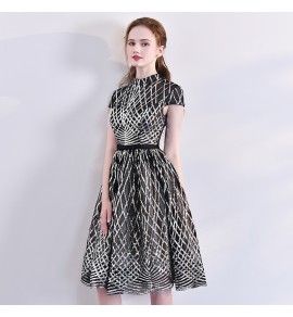 少女禮服裙立領短袖短裙