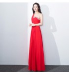 少女禮服裙單肩亮飾長裙