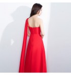 少女禮服裙單肩亮飾長裙