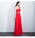 少女禮服裙單肩亮飾長裙