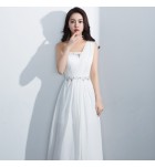 少女禮服裙單肩亮飾長裙