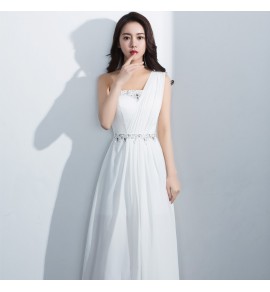 少女禮服裙單肩亮飾長裙