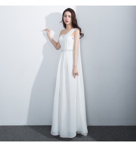 少女禮服裙單肩亮飾長裙