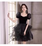 少女禮服裙方領泡泡袖派對蓬蓬裙