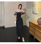 少女連身裙方領/一字肩荷葉邊長裙