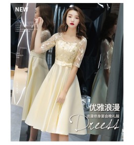 少女禮服裙圓領薄紗袖連身裙
