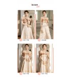 少女禮服裙緞面香檳色長裙