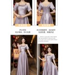 少女禮服裙灰紫色緞面宴會長裙