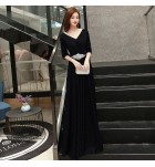 晚裝禮服V領宴會合唱團長裙 