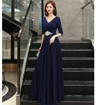 晚裝禮服V領宴會合唱團長裙 