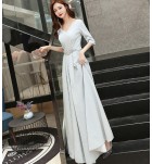 晚裝禮服V領宴會合唱團長裙 