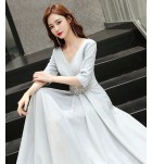 晚裝禮服V領宴會合唱團長裙 