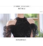 晚裝禮服裙掛脖露肩長裙