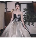 少女禮服裙一字肩宴會長裙