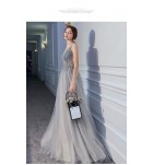 晚裝禮服性感前後V領長裙