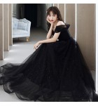 晚裝禮服裙一字肩吊帶長裙