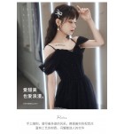 晚裝禮服裙一字肩吊帶長裙