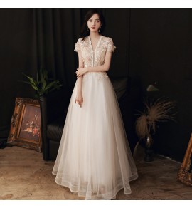 晚裝禮服裙深V領長裙