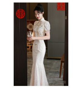 晚裝禮服裙復古婚宴魚尾長裙
