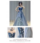 晚裝禮服裙透視網紗V領露背長裙