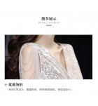 少女禮服裙V領串珠留蘇中長裙