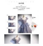 少女禮服裙V領泡泡袖蛋糕裙