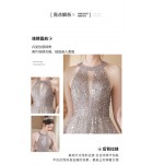 少女禮服裙掛脖露肩珠繡亮片長裙