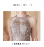 少女禮服裙掛脖露肩珠繡亮片長裙