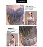 少女禮服裙吊帶漸變紫色長裙