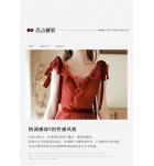 少女禮服裙V領荷葉邊露背長裙