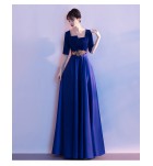 少女禮服裙方領中袖長裙