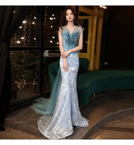 晚裝禮服裙抹胸露背魚尾長裙