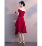晚裝禮服一字肩不規則下襬裙