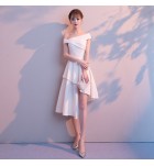 晚裝禮服一字肩不規則下襬裙
