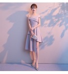 晚裝禮服一字肩不規則下襬裙