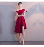 晚裝禮服一字肩不規則下襬裙