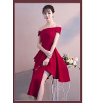 晚裝禮服一字肩不規則下襬裙