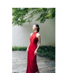少女禮服裙掛脖露肩長裙