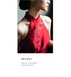 少女禮服裙掛脖露肩長裙