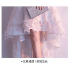 晚裝禮服一字肩亮片前短後長裙